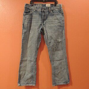 T K Axel Jeans Men 38x32 Vintage Boot Cut Pockets Distressed Denim Blue Jeans